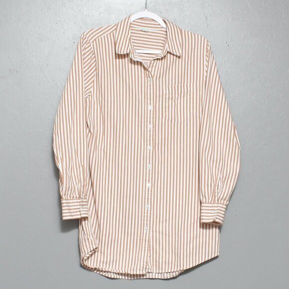 Aerie striped cotton button down long shirts tunic - Picture 1 of 7